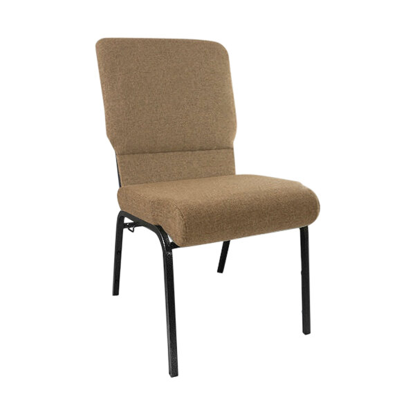 A mixed tan Flash Furniture church chair with black legs.
