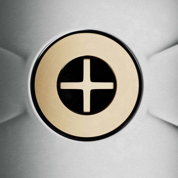 A circular button with a cross in the center.
