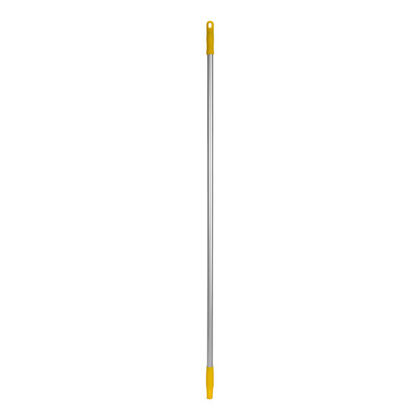A long silver pole with yellow handles and a yellow aluminum handle.