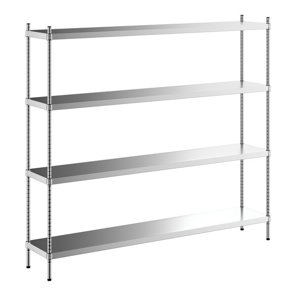 Regency Spec Line 14" x 72" x 64" NSF Solid Stainless Steel Stationary Shelving Starter Kit with