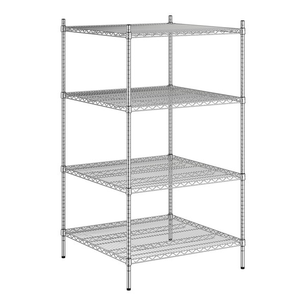 Regency Spec Line 36" Wide NSF Stainless Steel Wire Stationary Shelving Starter Kit with 4 Shelves and 64" Posts