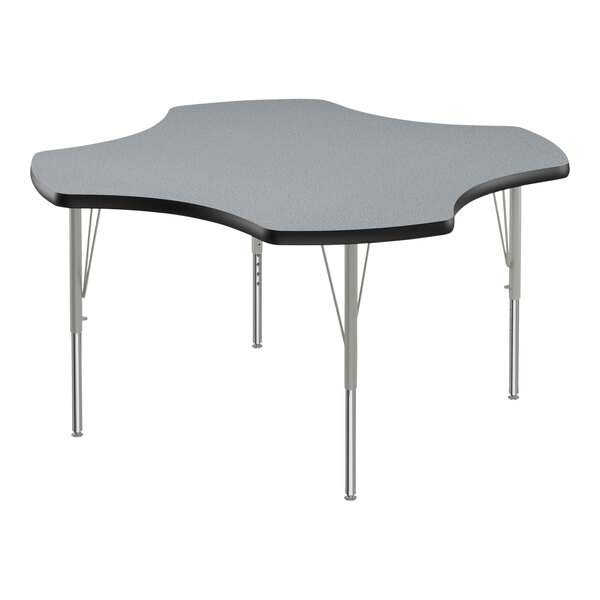 Correll 48″ Clover Gray Granite 19″-29″ Adjustable Height Thermal-Fused Laminate Top Activity Table with Silver Legs and Black T-Mold