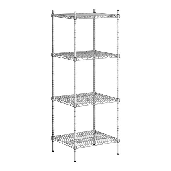 Regency Spec Line 21" Wide NSF Stainless Steel Wire Stationary Shelving Starter Kit with 4 Shelves and 64" Posts