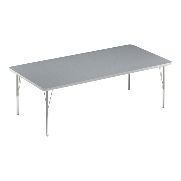 Correll Deluxe 36″ x 72″ Rectangular Gray Granite 19″-29″ Adjustable Height High-Pressure Laminate Top Activity Table with Silver Legs and Gray T-Mold
