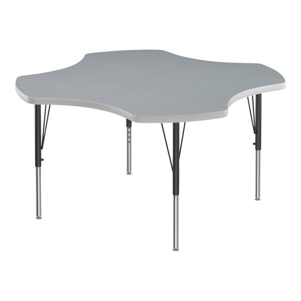 Correll 48″ Clover Gray Granite 19″-29″ Adjustable Height Thermal-Fused Laminate Top Activity Table with Black Legs and Gray T-Mold