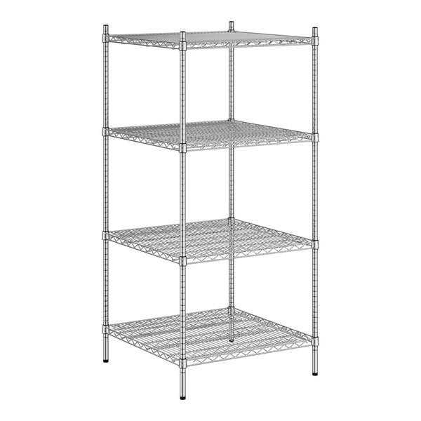 Regency Spec Line 30" Wide NSF Stainless Steel Wire Stationary Shelving Starter Kit with 4 Shelves and 64" Posts