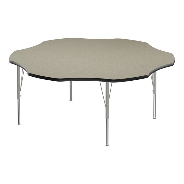 Correll Deluxe 60″ Flower Savannah Sand 19″-29″ Adjustable Height High-Pressure Laminate Top Activity Table with Silver Legs and Black T-Mold