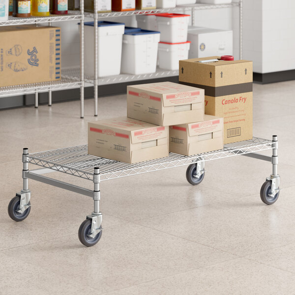 Regency Spec Line 24" x 48" x 14" NSF Stainless Steel Wire Mobile Dunnage Rack with 3-Sided Frame