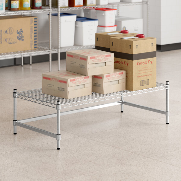 Regency Spec Line 24" x 48" x 14" NSF Stainless Steel Wire Stationary Dunnage Rack with 3-Sided Frame