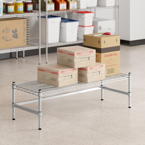 Regency Spec Line 18" x 48" x 14" NSF Stainless Steel Wire Stationary Dunnage Rack with 3-Sided Frame