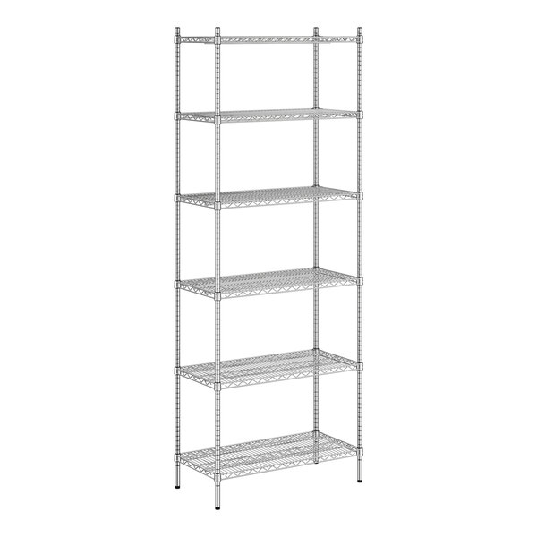 Regency Spec Line 18" Wide NSF Stainless Steel Wire Stationary Shelving Starter Kit with 6 Shelves and 96" Posts