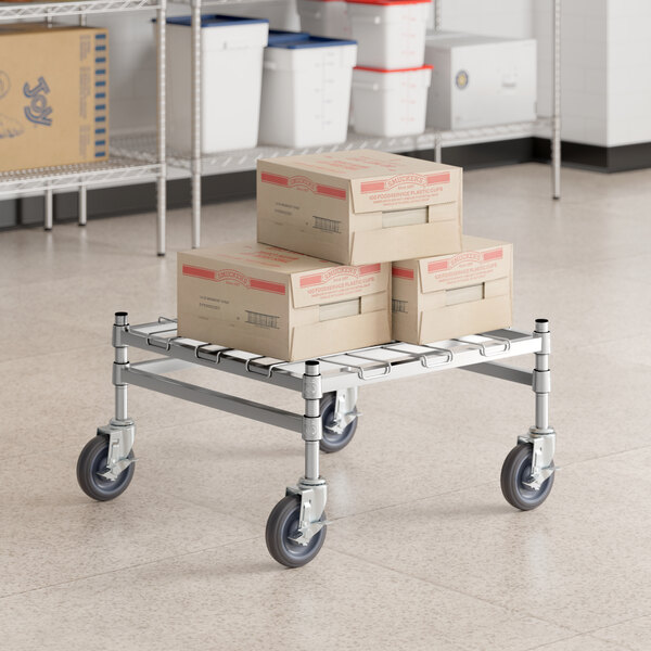 Regency Spec Line 24" x 24" x 14" NSF Stainless Steel Wire Mobile Dunnage Rack with Wire Mat and 3-Sided Frame