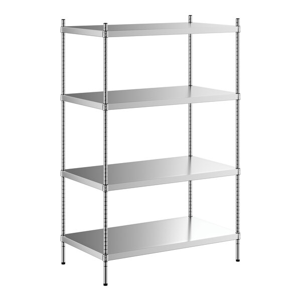 Regency Spec Line 24" x 42" x 64" NSF Solid Stainless Steel Stationary Shelving Starter Kit with