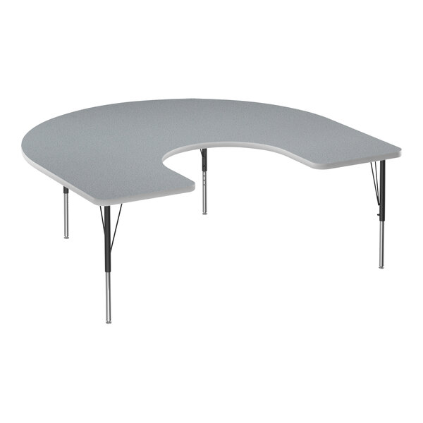 60 x 66 Horseshoe Dry-Erase Activity Table with Adjustable Chunky Legs -  White/Black