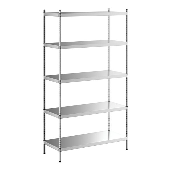 Regency Spec Line 18" x 42" x 74" NSF Solid Stainless Steel Stationary Shelving Starter Kit with