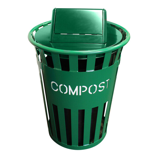 Witt Industries Oakley Eco M3601CP-SWT-GN 36 Gallon Green Outdoor Compost Receptacle with Swing Top Lid