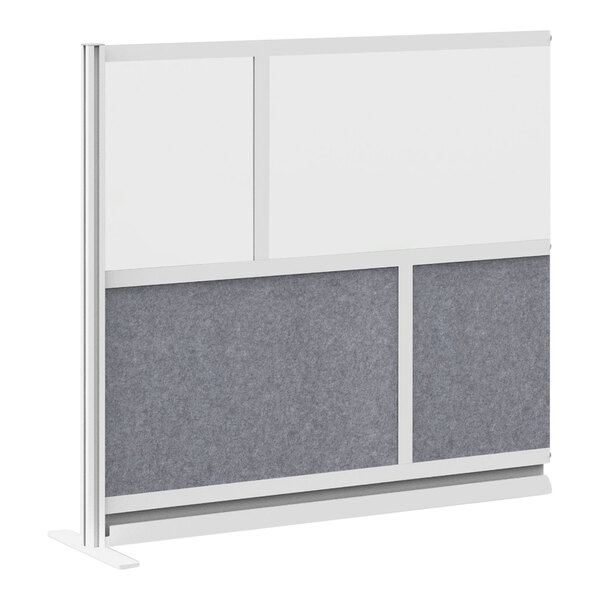 A white rectangular Luxor modular wall room divider with a grey panel.