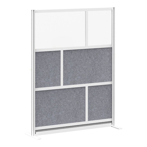 A white and grey Luxor modular wall room divider with four panels.