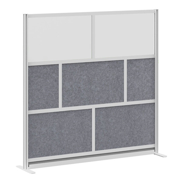 A white and grey Luxor modular wall room divider with two panels.