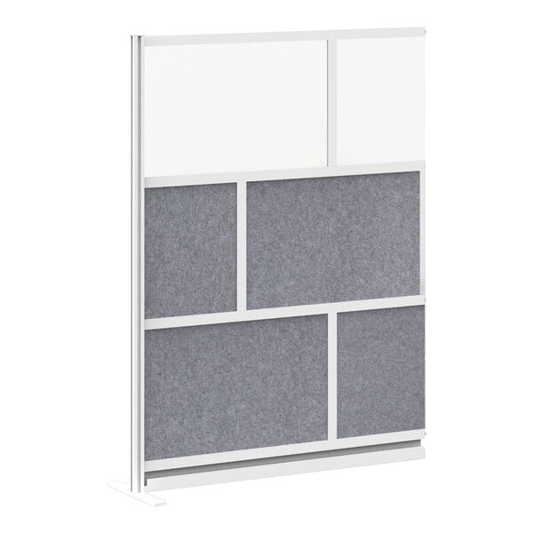A white and grey Luxor modular wall room divider with a grey panel.