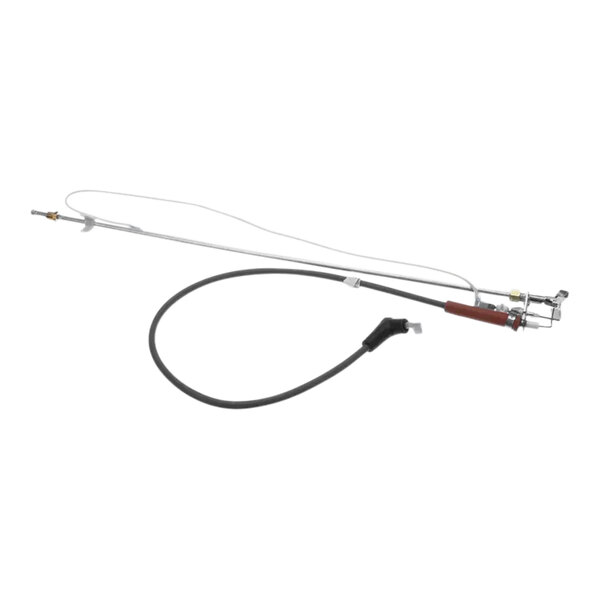 A Frymaster natural gas pilot assembly cable with a white cable and black and red handles.