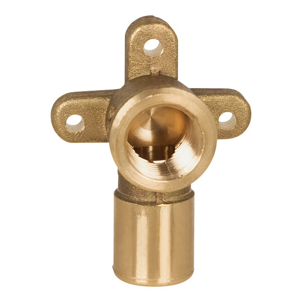 A Sioux Chief brass tub/shower drop ear elbow adapter for CPVC and FIP pipes.