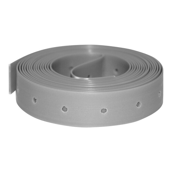 A roll of grey rubber with holes.