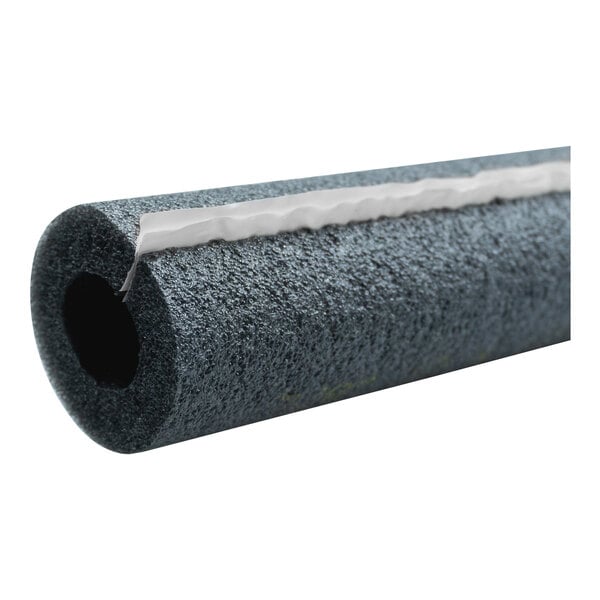 A roll of grey Sioux Chief polyethylene foam with a white stripe and self-seal seam.