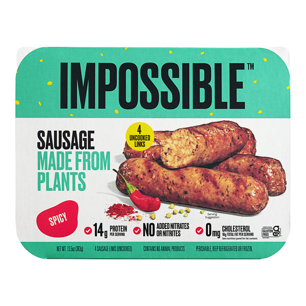 Impossible Foods 3.4 oz. PlantBased Vegan Spicy Sausage 32/Case