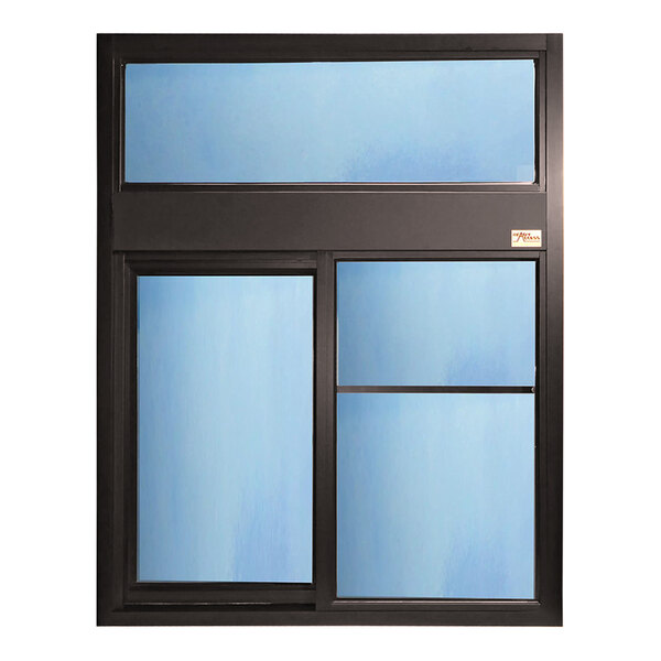 Ready Access 61011211 Model 600 47 1/2" x 4 1/2" x 59 1/2" Bronze Right-to-Left Manual Drive-Thru Window with Solarban 70XL Tempered Glass and 16" Transom
