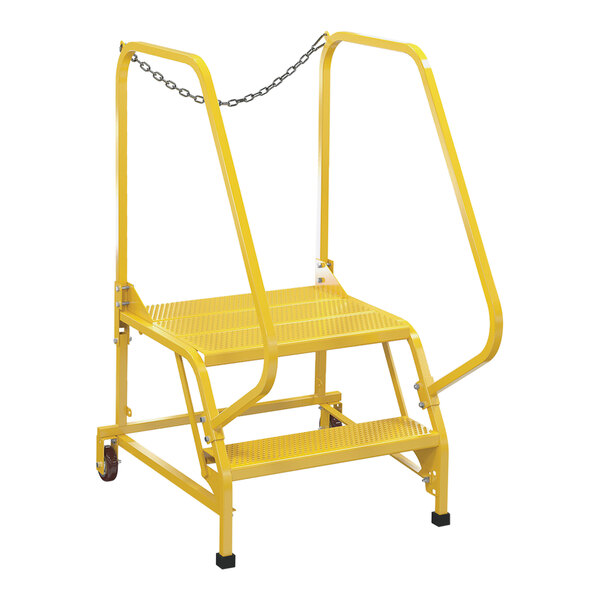 A yellow metal step ladder.