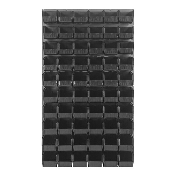 Quantum 36" x 61" Gray Steel Louvered Panel with (60) 10 7/8" x 5 1/2" x 5" Bins