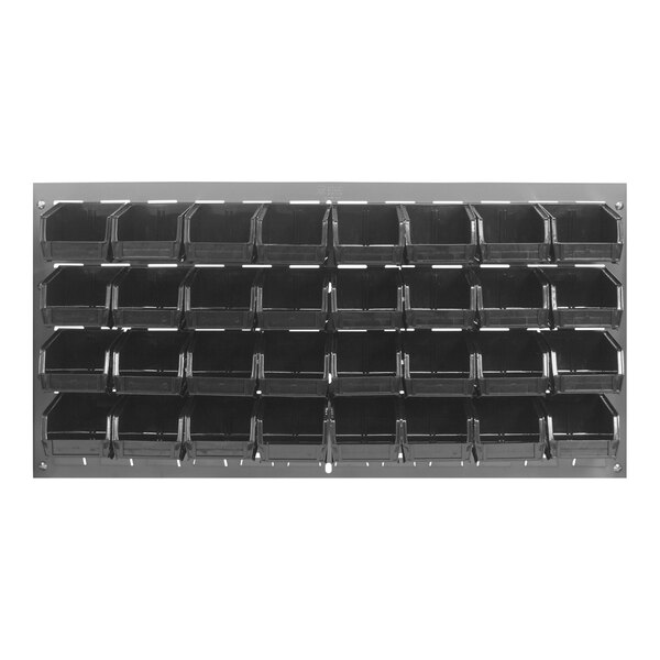 Quantum 36" x 19" Gray Steel Louvered Panel with (32) 5 3/8" x 4 1/8" x 3" Bins