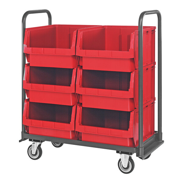 Quantum Magnum 42" x 18" x 47" Tote Truck with (6) 19 3/4" x 18 3/8" x 11 7/8" Red Bins and Casters MTT-1842-543RD