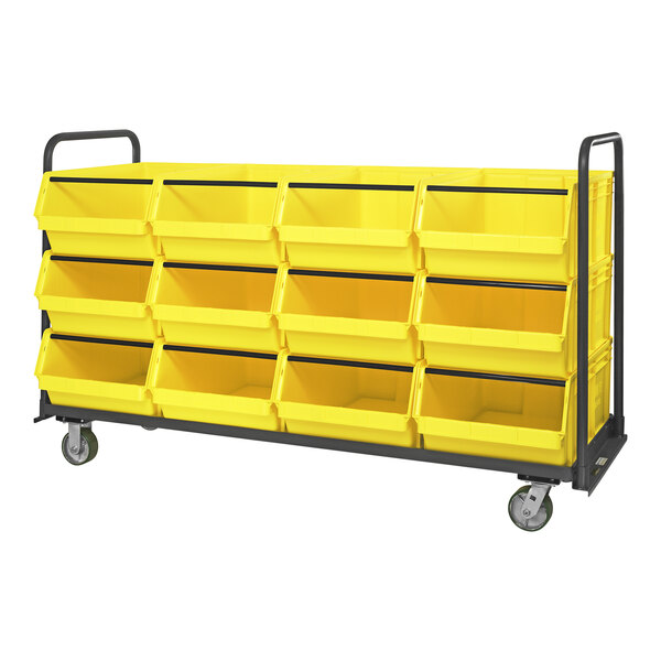 Quantum Magnum 78" x 30" x 47" Tote Truck with (12) 29" x 18 3/8" x 11 7/8" Yellow Bins and Casters MTT-3078-743YL