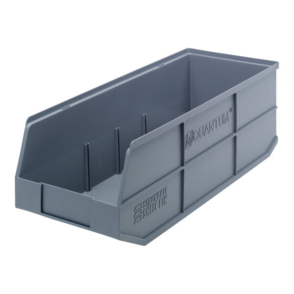Quantum 20 1/2" x 8 1/4" x 7" Gray Stackable Shelf Bin SSB483GY