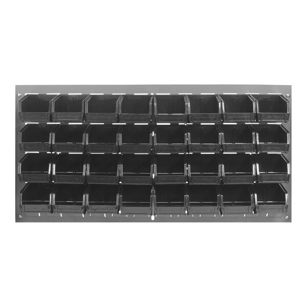 Quantum 36" x 19" Gray Steel Louvered Panel with (32) 7 3/8" x 4 1/8" x 3" Bins
