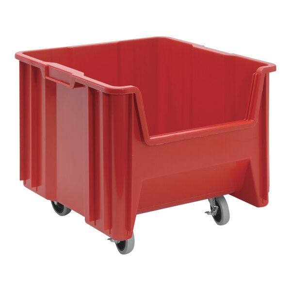 Quantum Giant Stack 17 1/2" x 16 1/2" x 15 1/2" Red Mobile Storage Container QGH805MOBRD - 2/Case