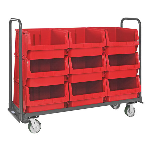 Quantum Magnum 60" x 18" x 47" Tote Truck with (9) 19 3/4" x 18 3/8" x 11 7/8" Red Bins and Casters MTT-1860-543RD