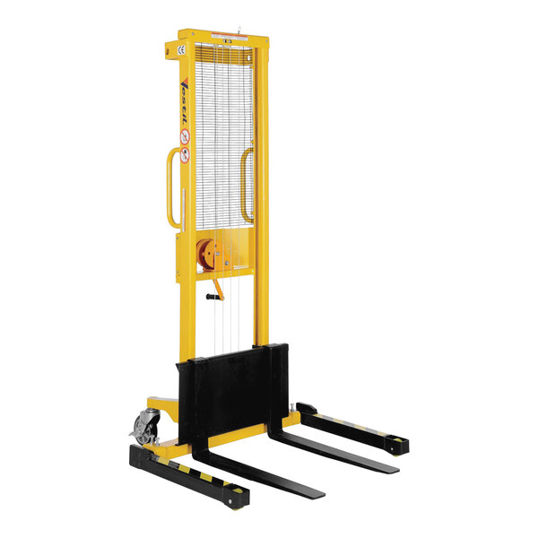 Vestil 770 lb. Steel Manual Winch Fork Stacker with Adjustable Forks and Straddle Legs and 59" Lift Height VWS-770-AA