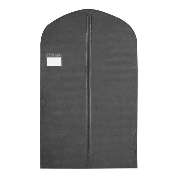 A black Econoco garment bag with a zipper and window.