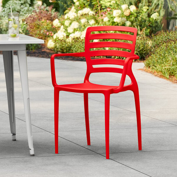 Lancaster Table & Seating Sol Buoy Red Resin Arm Chair