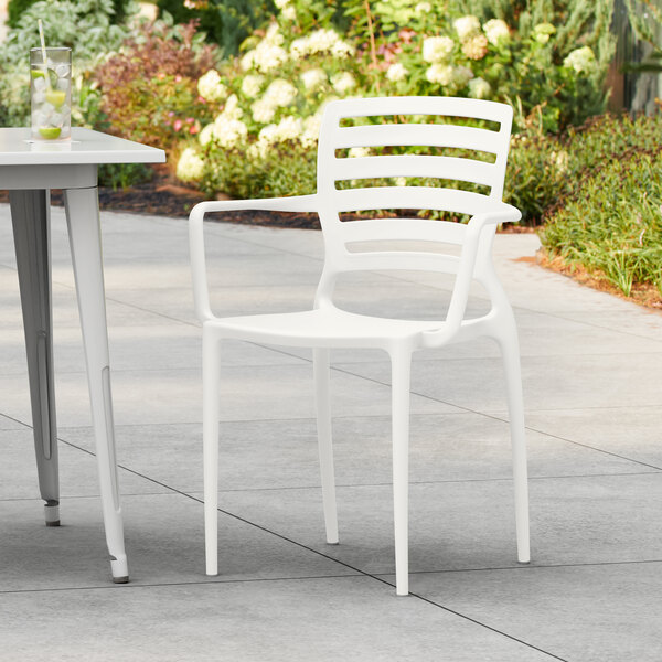 Lancaster Table & Seating Sol White Resin Arm Chair