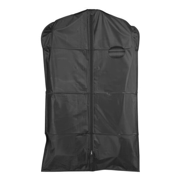 A black Econoco garment cover with a zipper and oval window.