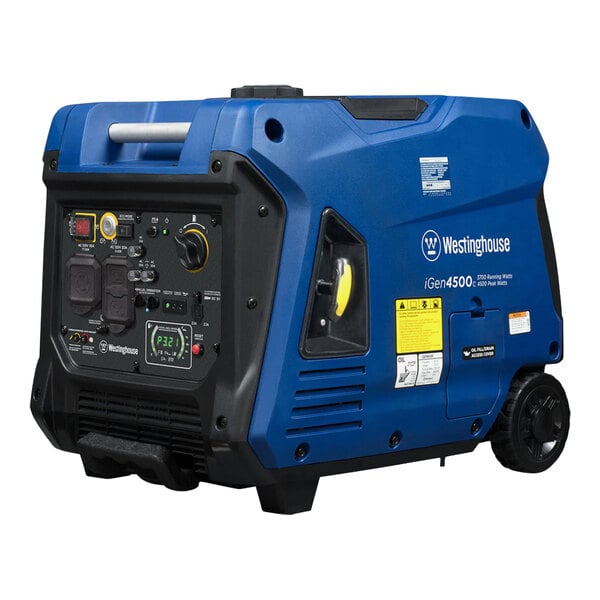 A blue and black Westinghouse portable inverter generator.