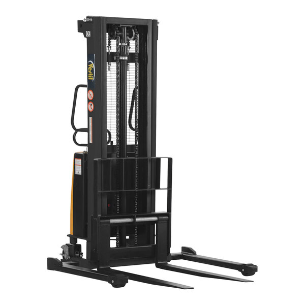 Vestil 1,500-2,000 lb. Semi-Electric Powered Fork Stacker with Adjustable Forks and 118" Lift Height SL-118-AA