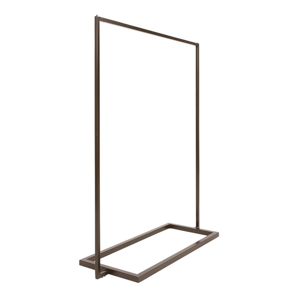 A rectangular black metal frame with a white background.