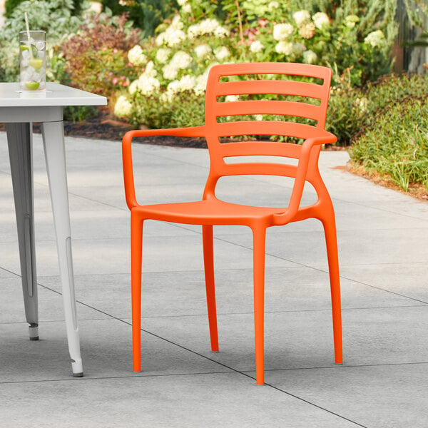 Lancaster Table & Seating Sol Sunset Orange Resin Arm Chair