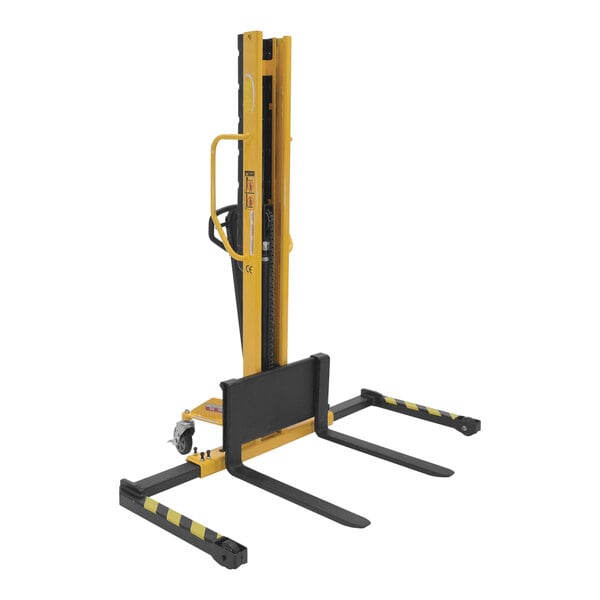 Vestil 1,000 lb. Steel Manual Hydraulic Fork Stacker with Adjustable Forks and Straddle Legs and 62" Lift Height VHPS-NM-1000-AA