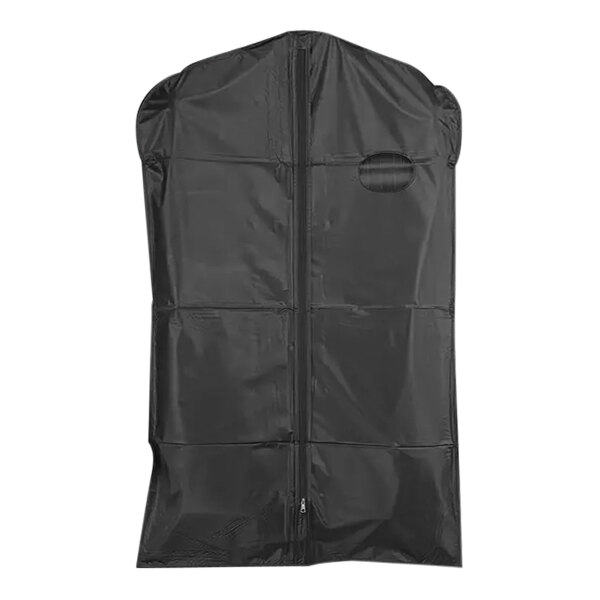 Econoco 24" x 54" Black 3 Gauge Vinyl Zippered Garment Cover with Taffeta Finish, Black Trim